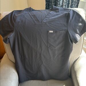 Dark Gray Figs V-Neck Scrub Top